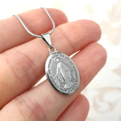 Colar Medalha Milagrosa N S Das Graças Inox 50cm - Loja Santo Anjo