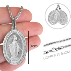 Colar Aço Medalha Milagrosa N S Graças 60cm