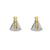 Brinco N S Aparecida Mini folheado a ouro e ródio com design delicado em formato triangular.