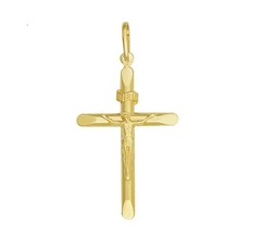 Pingente Cruz Média Com Cristo Folheado Ouro - CJC403/F17 - Loja Santo Anjo