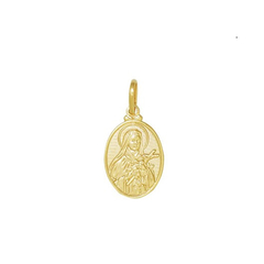 Pingente Santa Terezinha Oval Folheada a Ouro - P404-D