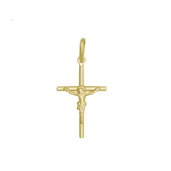 Pingente Cruz com Cristo Folheado a Ouro 2cm - C406-D