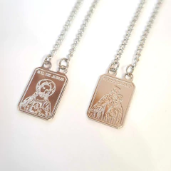 Escapulário Retangular Relevo Dupla Face Aço 60cm na internet