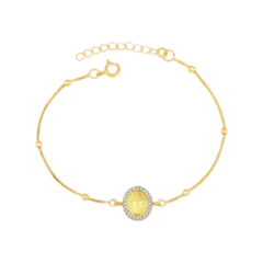 Pulseira N S Graças com zircônia, folheada a ouro, apresentando um design delicado e elegante.