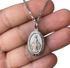 Colar Med Milagrosa N Sra Graças Aço 45cm - CJPi01C/Fi05-45 - Loja Santo Anjo