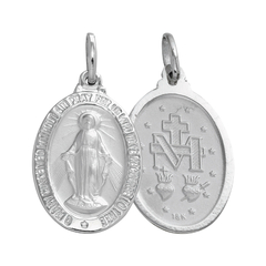  medalha milagrosa, apresentando a imagem da Virgem Maria em um lado e símbolos religiosos no outro.