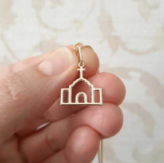 Colar Igreja Vazada Folheada Ouro 45cm -CJP428D/F03-45 - comprar online