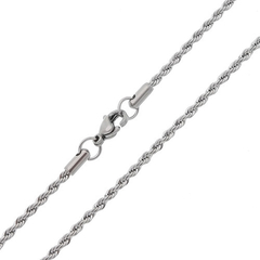 Corrente Aço Inox 2.4mm Cordão Baiano 60cm - Fi08/60