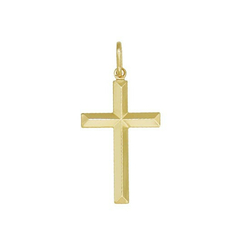 Pingente de cruz facetada folheada a ouro de 2,5 cm