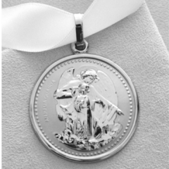 Medalha de Berço Aço 316L Anjo e Oração Santo Anjo MB001 - Loja Santo Anjo