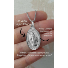 Colar Medalha Milagrosa N S Graças Aço 45cm- CJPi01C/Fi25-45 - comprar online
