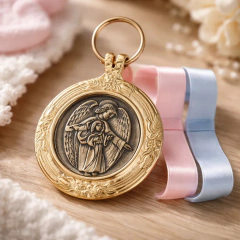 Medalhão de Berço Anjo da Guarda Dourado - loja online