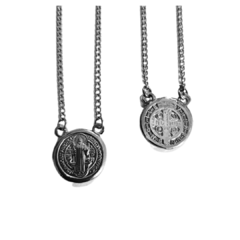 Escapulário Medalha São Bento Aço Inox Médio - Ei71
