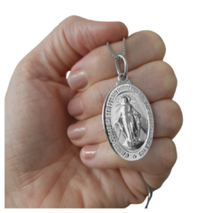 Colar com medalha milagrosa de Nossa Senhora das Graças  e corrente veneziana aço inox 316L e corrente veneziana 