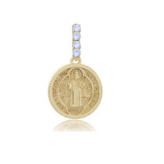 Colar São Bento Folheado Ouro Pendurador Zircônias CJP336D/F03E-45 - Loja Santo Anjo