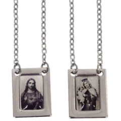 Escapulário Aço Inox Tradicional Preto e Branco - Loja Santo Anjo