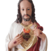 Estátua de resina do Sagrado Coração de Jesus com detalhes em dourado e vermelho, medindo 30cm.