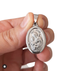 Pingente Aço Oval Medalha São Jose 2,4cm - Pi04 na internet