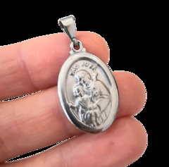 Pingente Aço Oval Medalha São Jose 2,4cm - Pi04 na internet