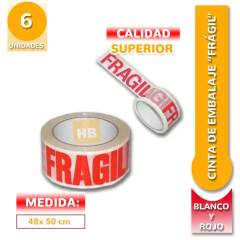CINTA DE EMBALAR 48X50 FRAGIL FONDO BLANCO STENDY - HB Integral - Todo en un solo lugar!