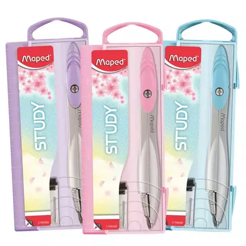 Compas Escolar Maped Study Colores Pasteles Estuche + Minas