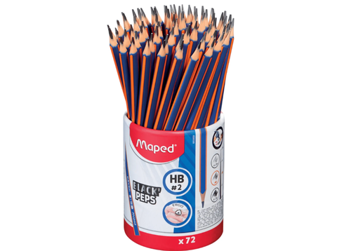 Lápiz Negro Grafito Maped Hb N°2 Black' Peps Navy Tubo X 72u