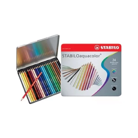 Lapices De Color Stabilo Aquacolor Lata Largos X24 Unidades