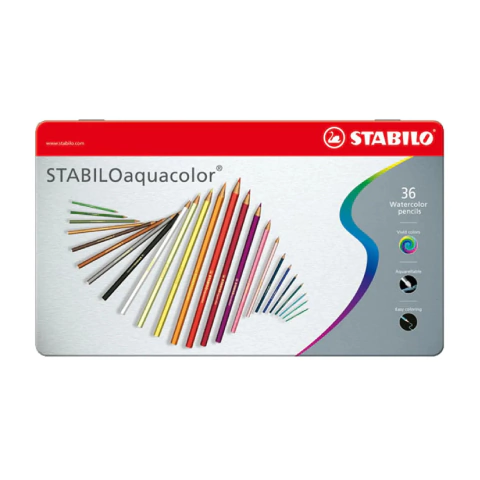 Lapices Aquacolor Stabilo Lata X36 Uni Colores Acuarelables