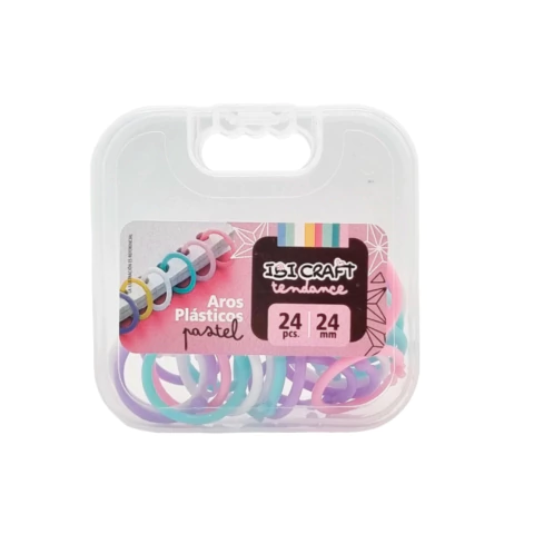 Aros Plasticos 4 Colores Pasteles 24mm X 24pcs Ibi Craft