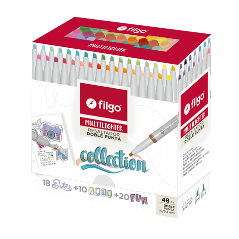 Resaltadores Filgo Collection Multilighter Doble Punta X 48 Unidades