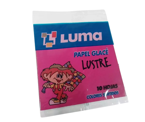 Papel Escolar Glace Luma Lustre Paq X10 Hjs Colores Surtidos
