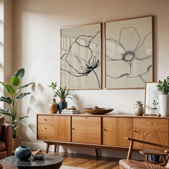 Set de 2 Cuadros Flores Lineales - comprar online