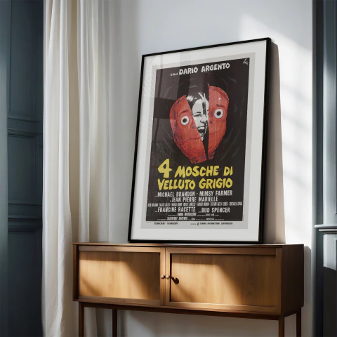 Cuadro Cuatro Moscas Sobre Terciopelo Gris - Dario Argento - comprar online