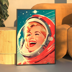 Cuadro Mujer Astronauta Retro