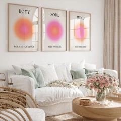 Set de 3 Cuadros Body Mind And Soul
