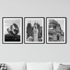 Set de 3 Cuadros Ciudad Buenos Aires BW