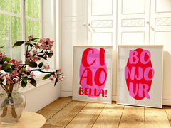 Set de 2 Cuadros Bonjour / Ciao Bella