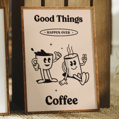 Cuadro en STOCK Cups of Coffee (Black) - 30x40 cm - comprar online