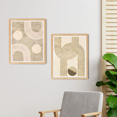 Set de 2 Cuadros Geometricos Beige