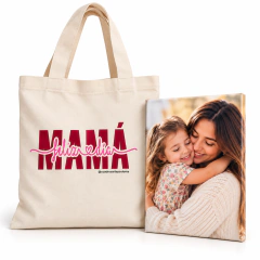 Dia de la Madre, cuadro de 25x35 + Tote bag estampada