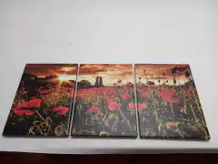 Tríptico paisaje flores