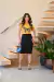 Conjunto Blusa Feminina Saia Secretária Midi - Letícia