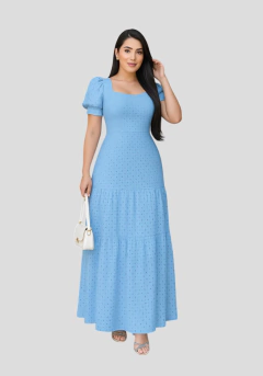 Vestido Longo Laise Forrado Azul - Carmélia - comprar online