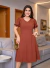 Vestido Midi Casual Crepe Duna Forrado Marrom - Luma - comprar online