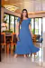 Vestido Longo Crepe Duna Forrado Azul - Monique - comprar online