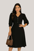 Vestido Midi Casual Crepe Duna Forrado Preto - kalina - comprar online