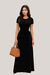 Vestido Longo Crepe de Malha Faixa Removível Preto - Irene - comprar online