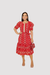 Vestido Midi Lase 100% Algodão Forrado Vermelho - Amora - comprar online