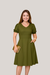 Vestido Midi Casual Crepe Duna Forrado Verde Oliva - Luma - comprar online