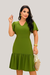 Vestido Midi Casual Crepe Duna Forrado Verde Oliva - Hélia - comprar online